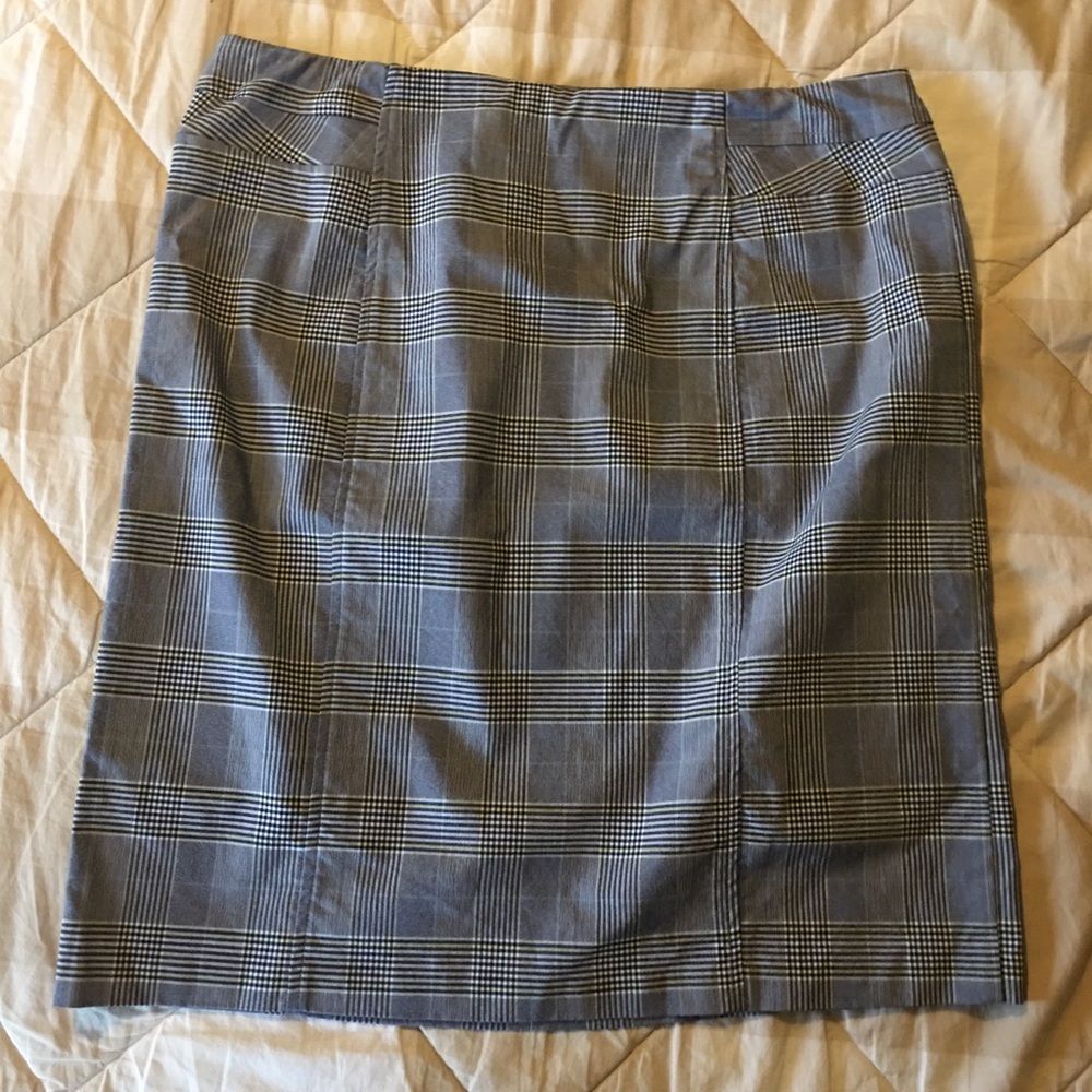 Tribal Blue Plaid Elastic Waist Pull On Skirt Size 12